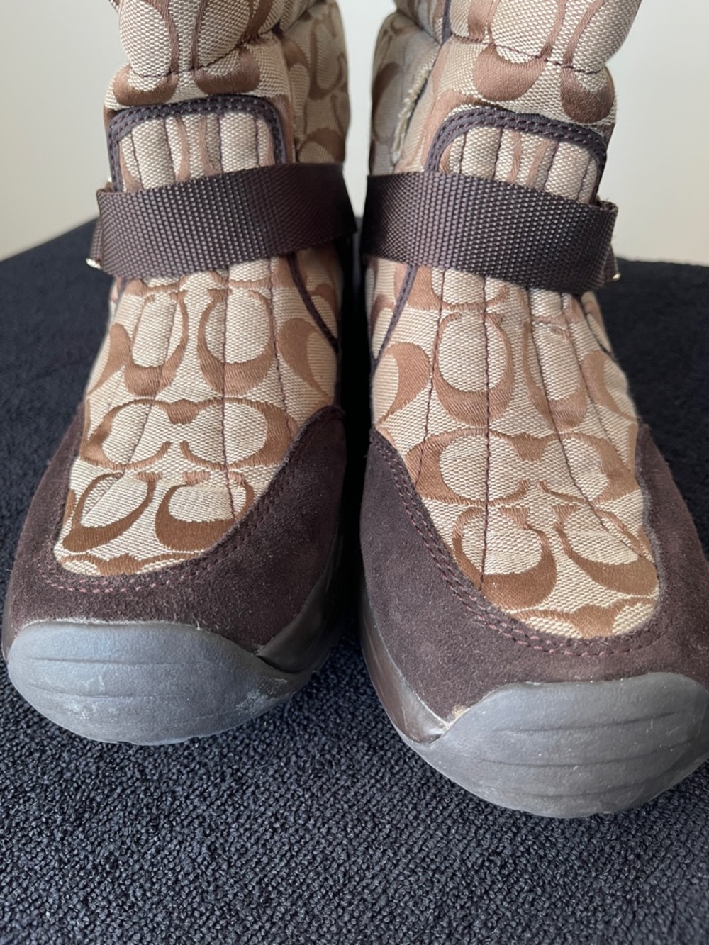 Coach Brown Signature Monogram Winter Boots with Dark Brown Trim - Picture 3 of 7
